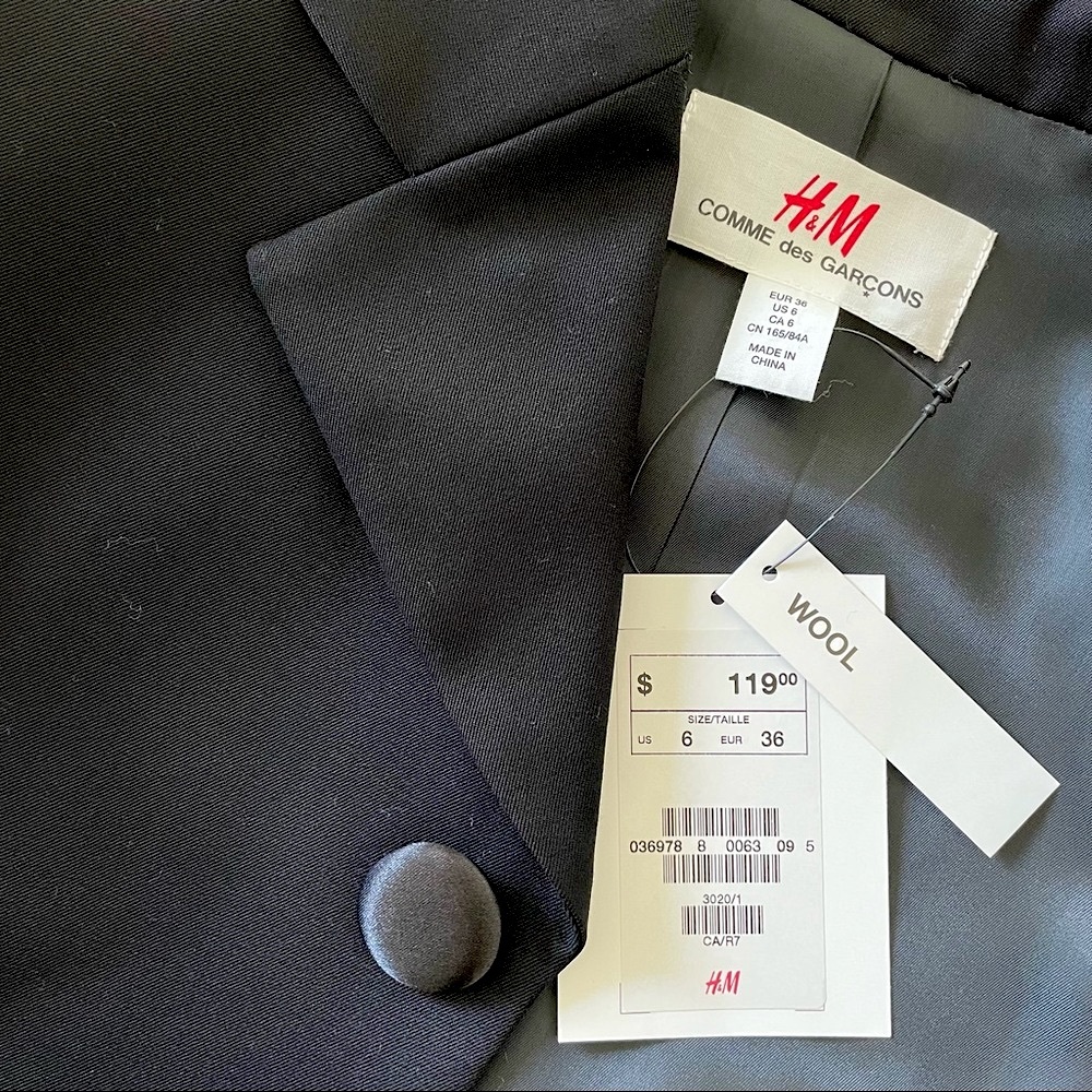 H&M COMME des GARÇONS Women's Black Wool Blazer NWT